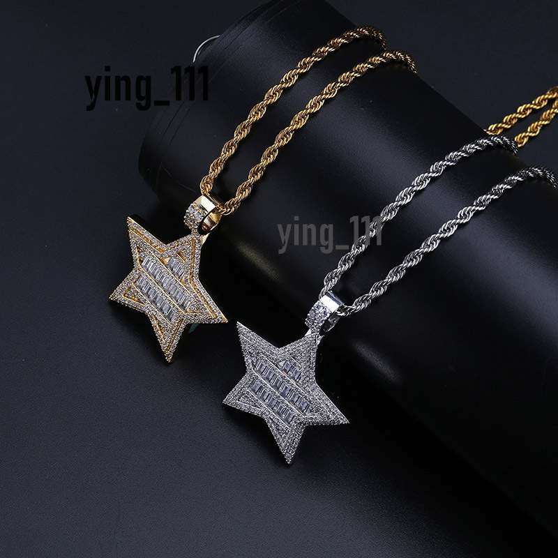 Wholesale Hip Hop Jewelry Zircon Brass Star Pendant