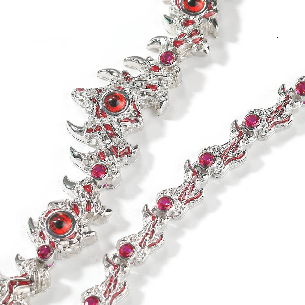 Hip hop Moissanite chain spikes parasitizing red eyes thorns inlaid with diamonds hip-hop necklace accessories mens niche design trendy