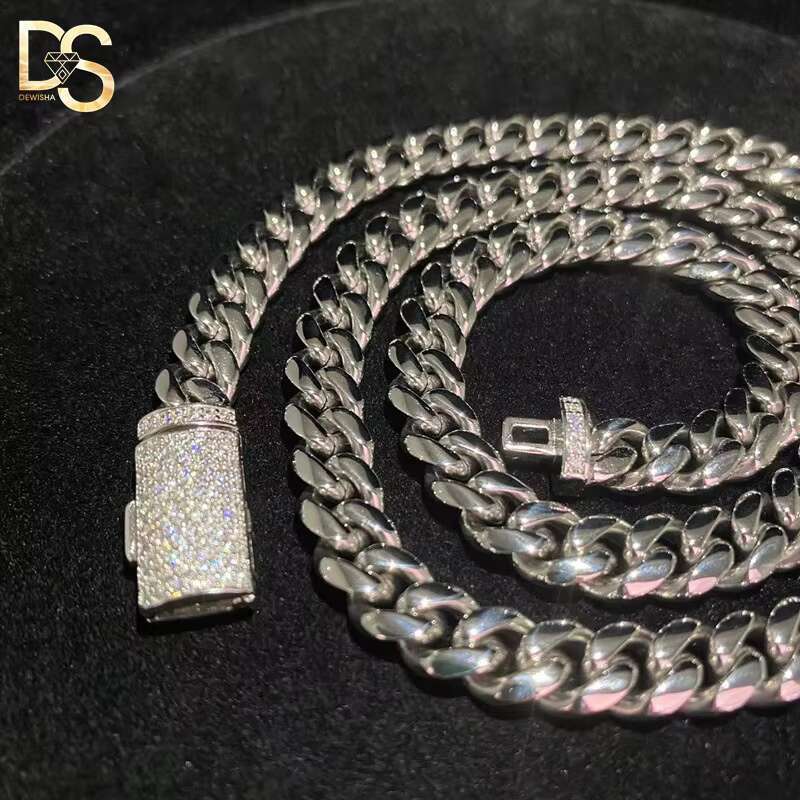 Hip Hop Fashion 8mm Width Rapper Stainless Wholesale Iced Out Cuban Link Chain for Men