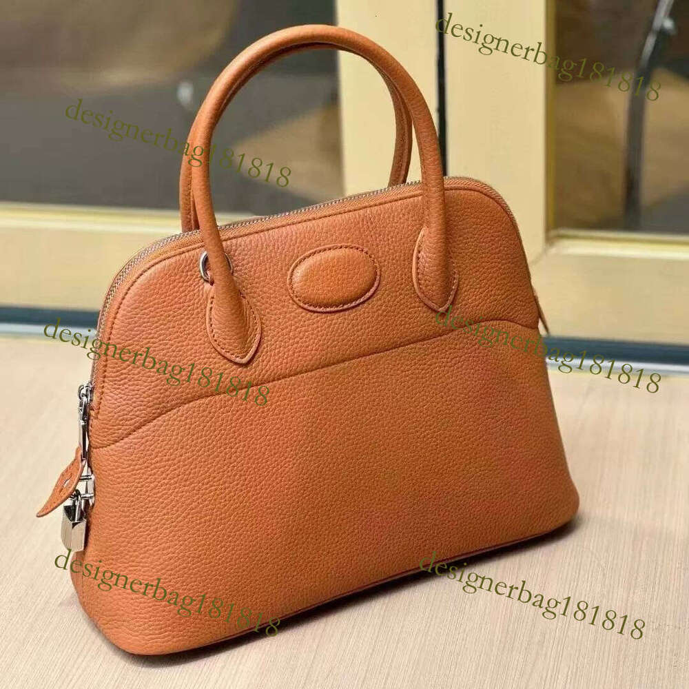 designer bag tote bag Top Layer Cowhide Leather Bowling Large Capacity Women's Shoulder Crossbody Bag Fashionable Versatile Handbag