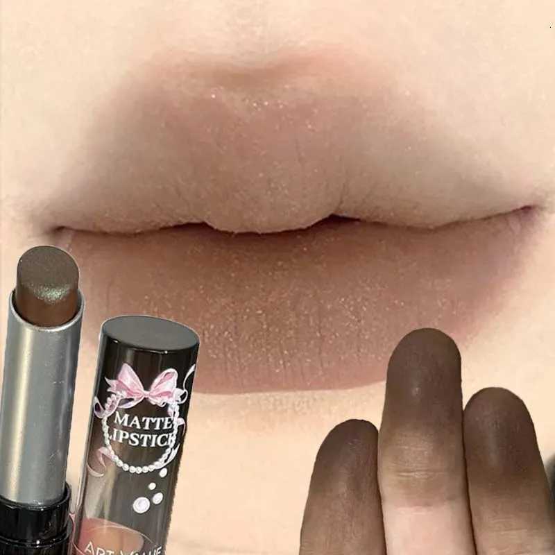 Velvet Matte Lipstick Cement Gray Brown Moisturizing Mousse Lipstick Long Lasting Nude Brown Lip Makeup Non-Drying Lip StainT251110