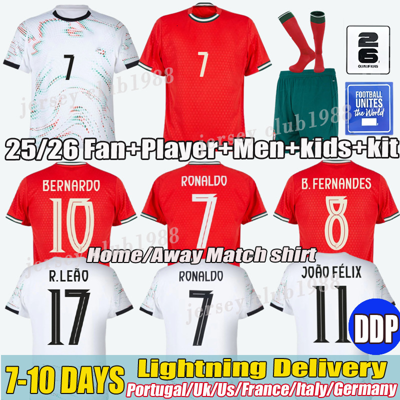 25 26 Portugal Jersey 7 RONALDO jersey PEPE BERMARDO Bernardo BFERNANDES LEAO Ramos Dias Felix football shirt fans player version Men Kids kit Soccer 
