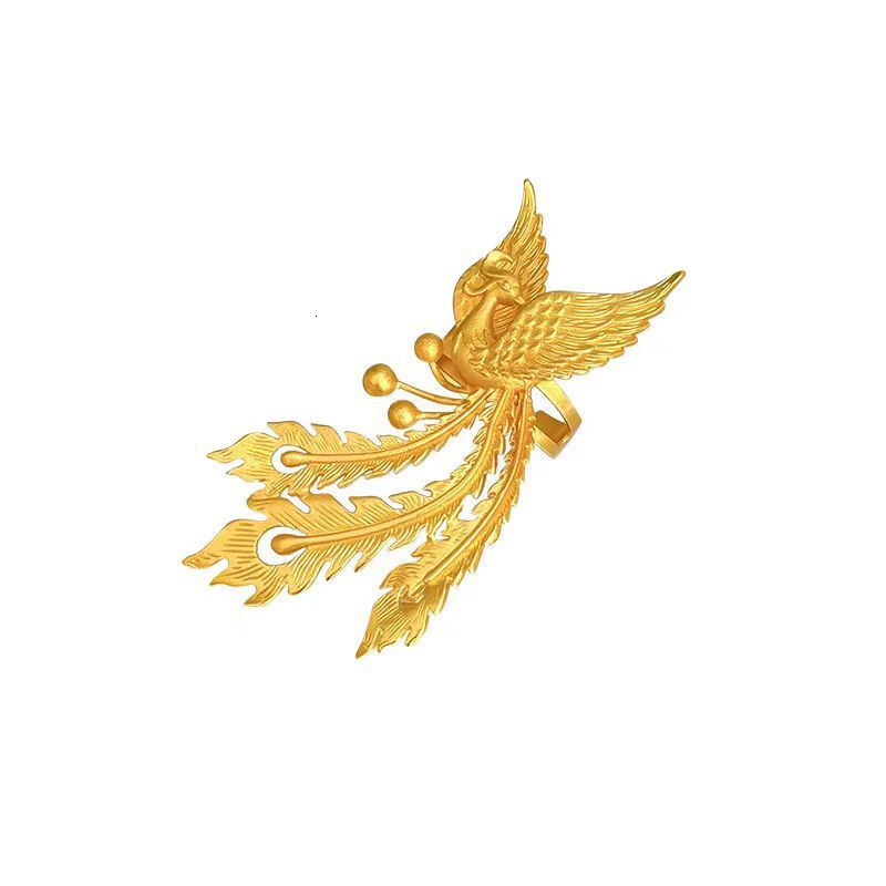 Gold Store Same Style Ancient Method Phoenix Wedding Open Ring For Women Fashionable Exquisite Light Designer Ring Fashion Ring Luxury Matte Gold Adju