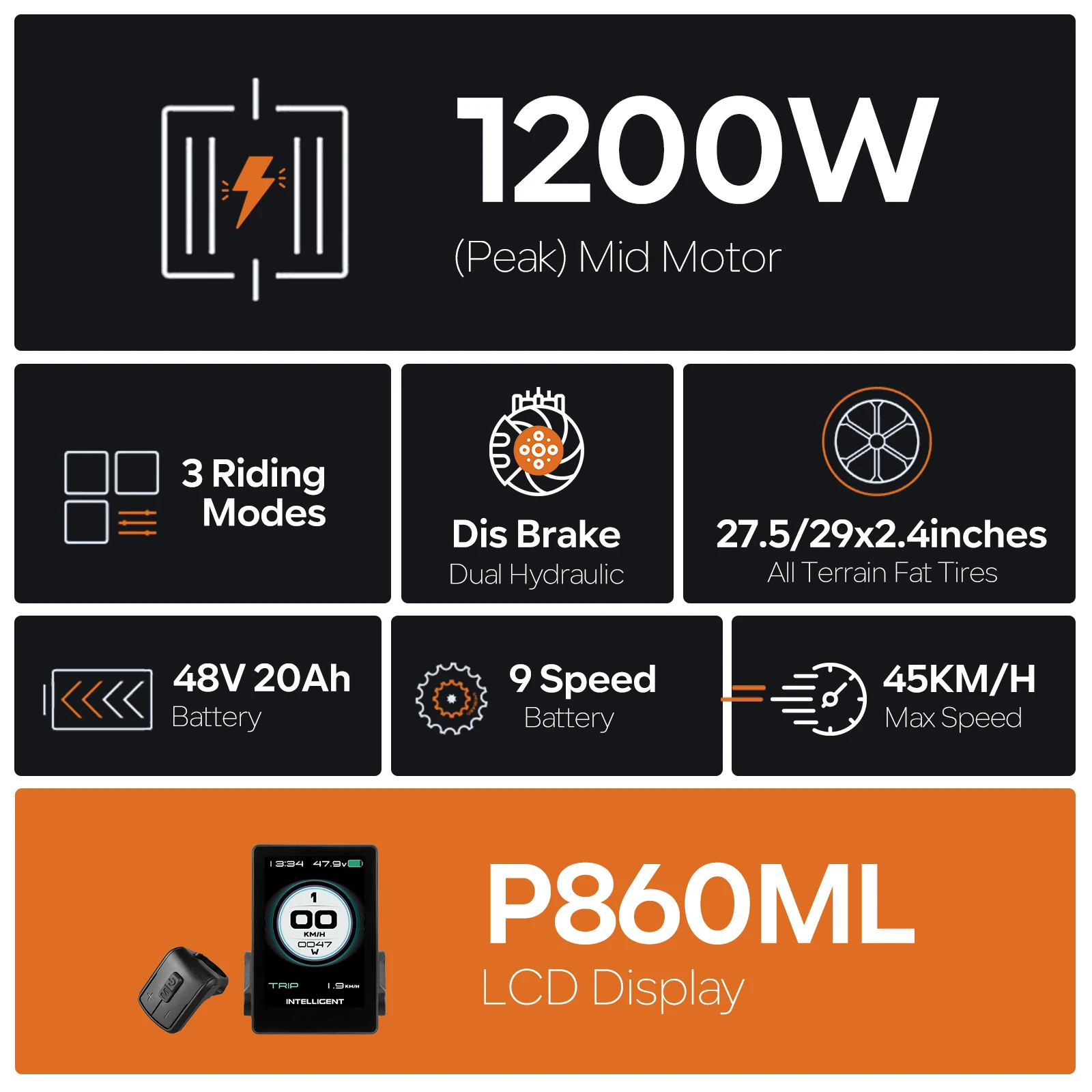 Motorcycles Adult motocycle Powerful 750W Mountain (Peak 1200W) With BAFANG Mid Motor 27.5 29 Inch Adult