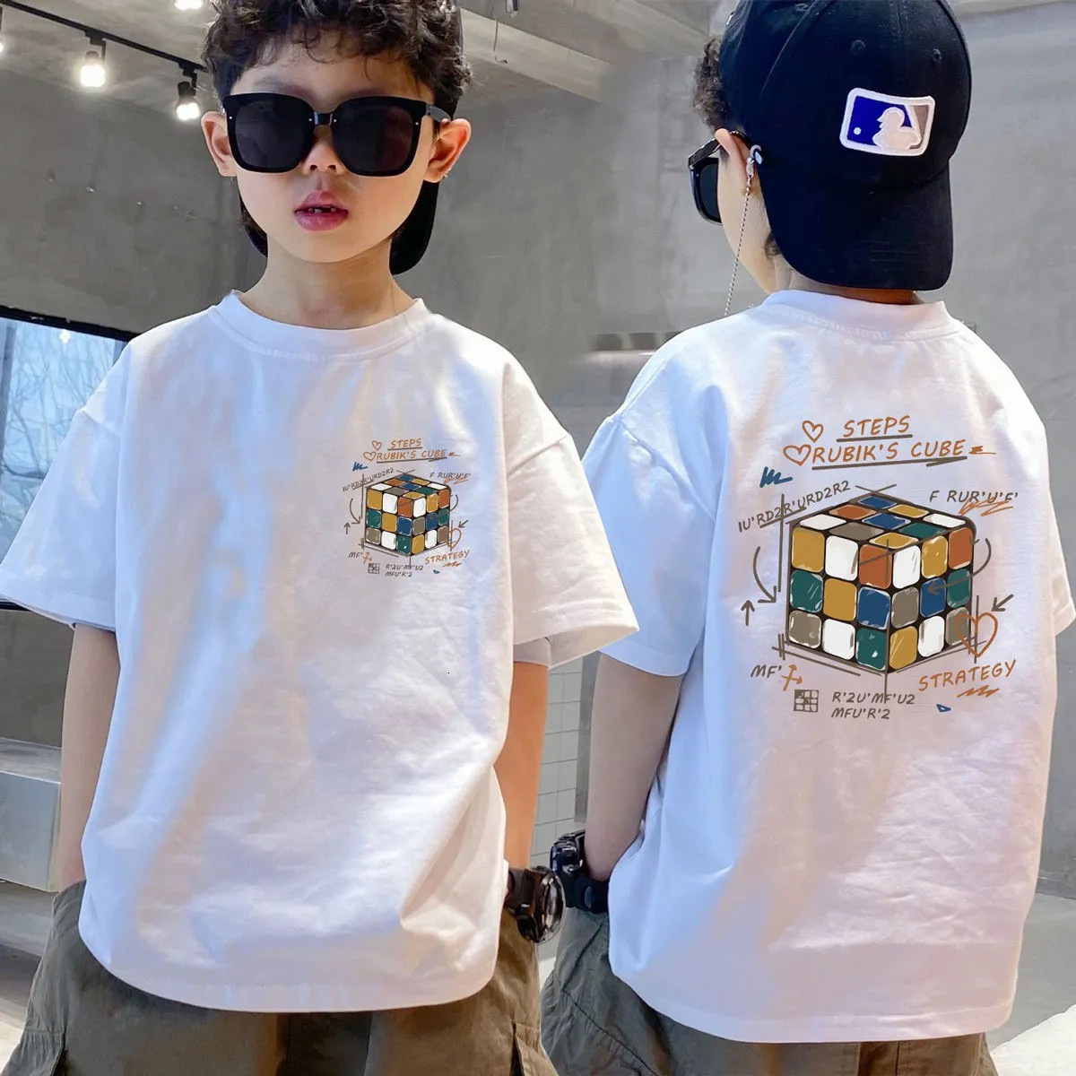 GS- Ddmyshoesvip Boys Pure Cotton T Shirt Short Sleeved Big Korean Version Loose Children S Years Old Summer Clothing Trendy