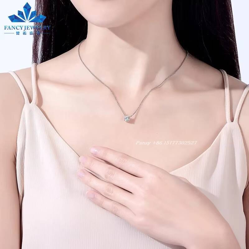 2CT 8mm D Color Round Moissanite Pendant Wedding Jewelry Sparkling 100 925 Sterling Silver Pendant Necklace for Women