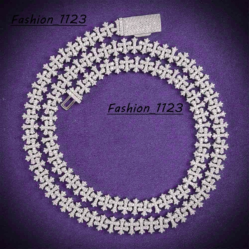 Hip Hop 8MM GRA Iced Out Bling VVS D Color Moissanite 925 Sterling Silver Pass Diamond Tester Cross Link Cuban Chain for Men