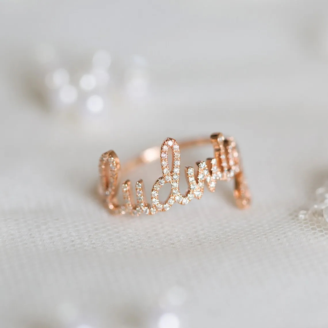 Crystal Stone Custom Name Ring For Women Diamond Letter Pendant Wedding Jewelry Gift 250409