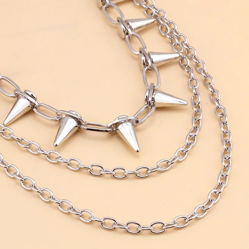 Hip-hop Punk Metal Rivets Pants Chain Multi-layer Waist Chain Dress Up Pants Hundred With Jewelry 250409
