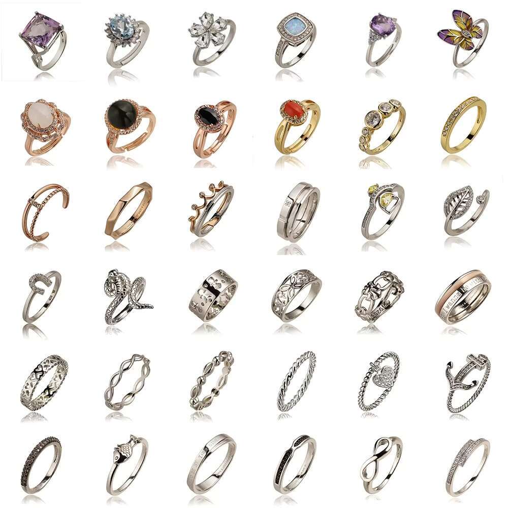 High Quality Round Marquise Zircon Moissanite 925 Sterling Silver Rings Micro Insert Zircon Rings for Anniversaries and Parties