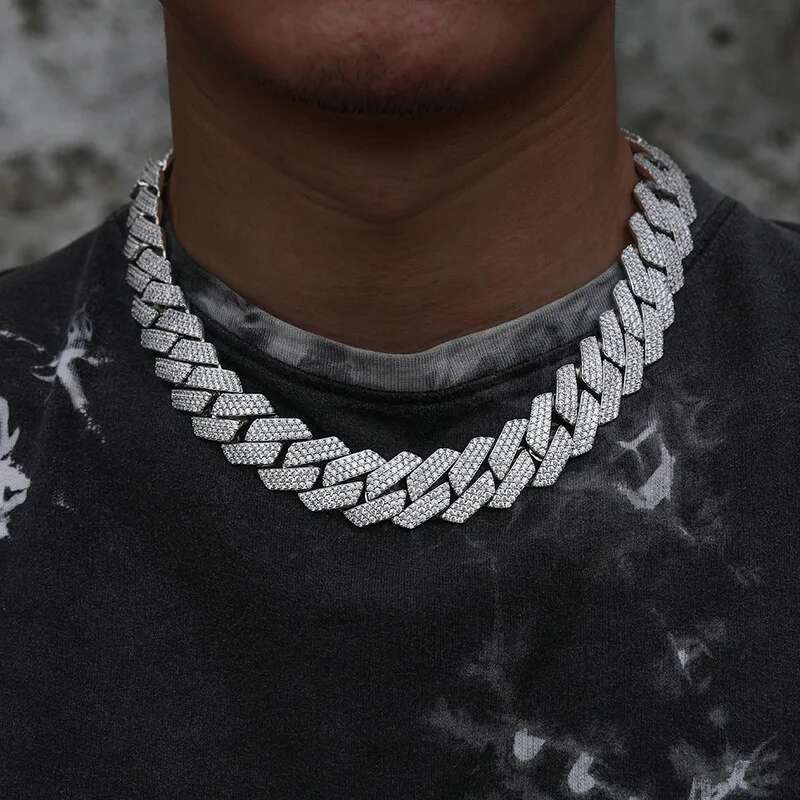 10/14/18/20mm wide Hip Hop 5A+ CZ Stone Bling Ice Out Rhombus Cuban Link Chain Necklace for Men Rapper Jewelry Drop Shipping