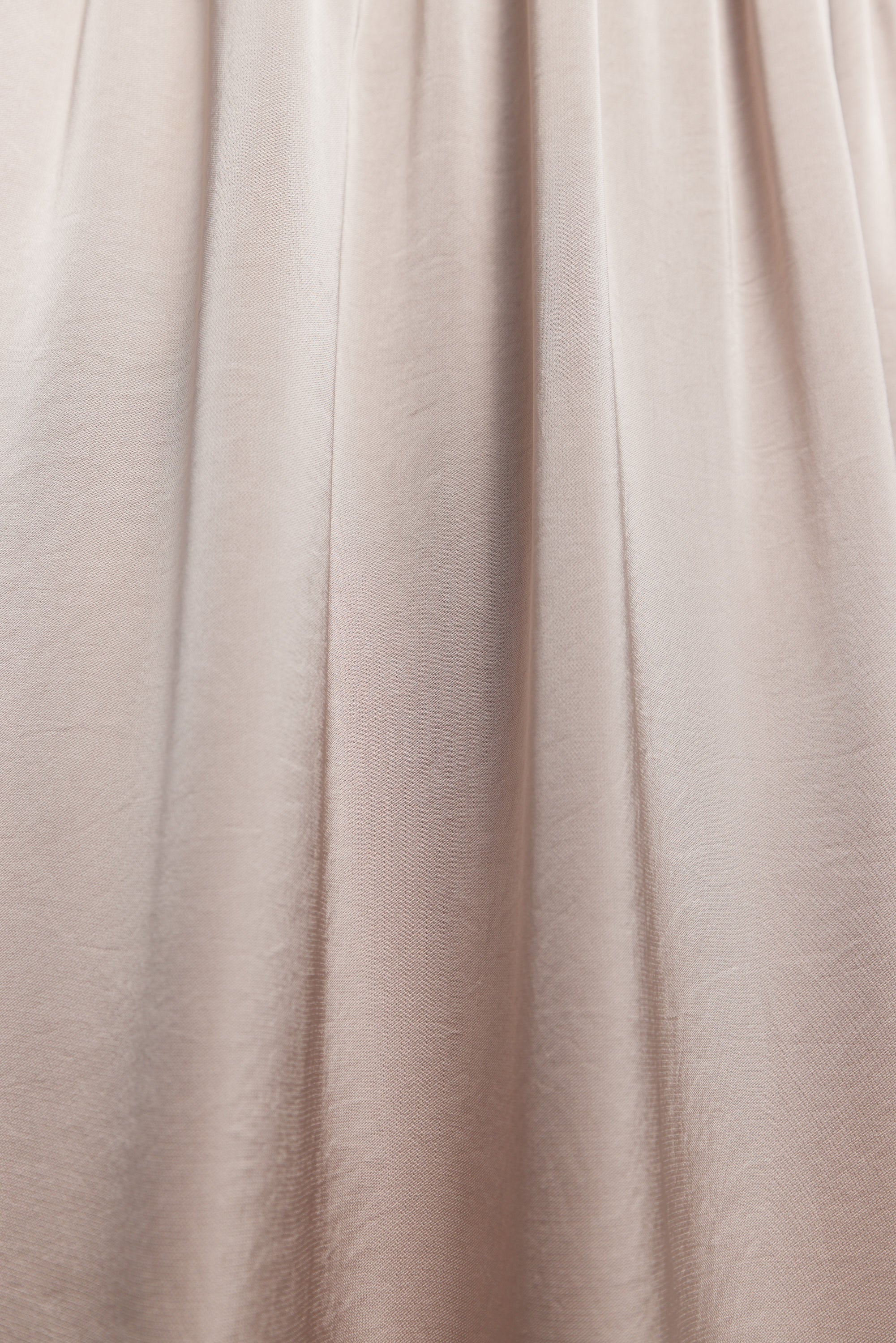 Women's Beige Satin Maxi Skirt, Elastic Waist Side Slit with Pockets Ankle-Length Skirt