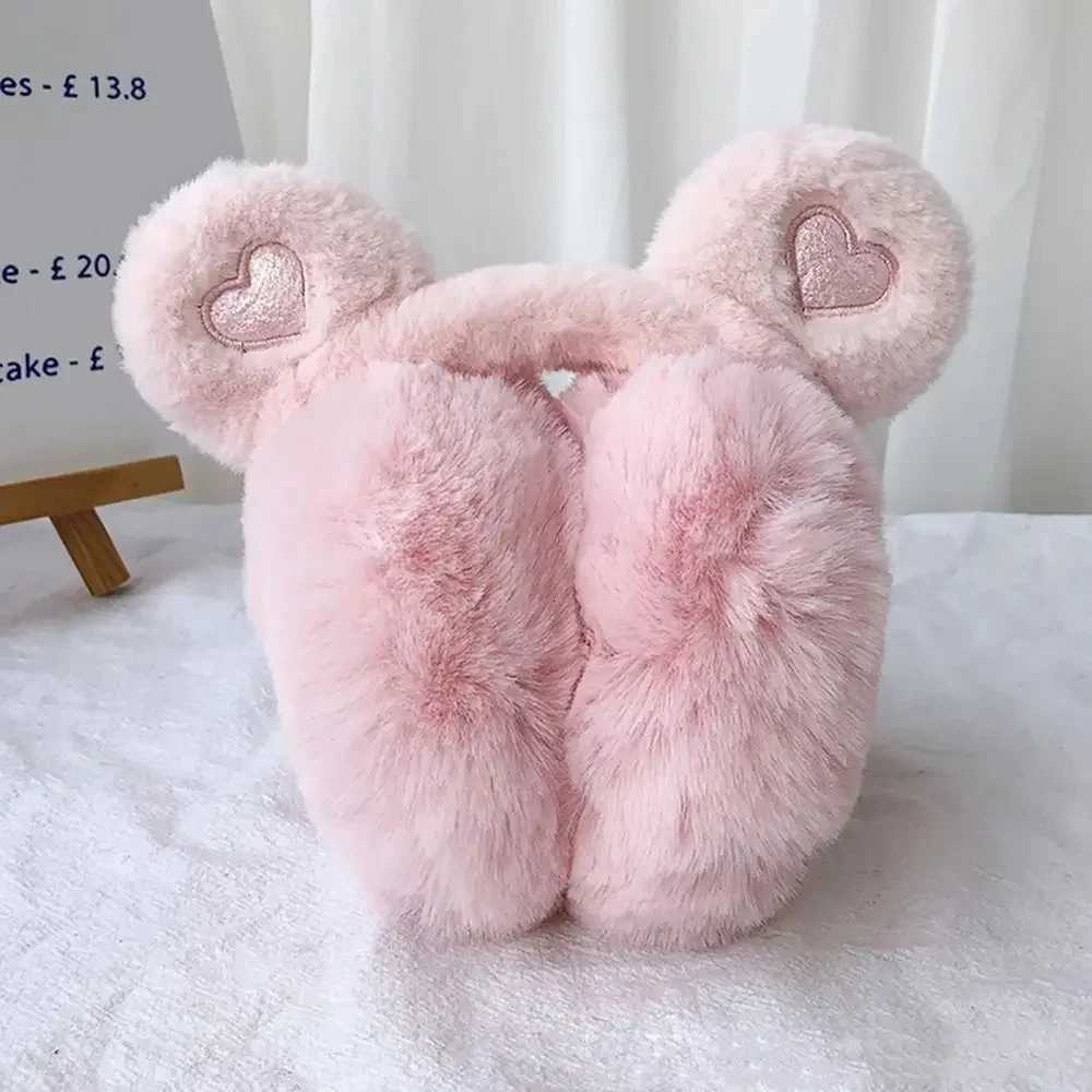 Cute Bear Ears Earmuffs Women Winter Warm Ear Warmer Thermal Plush Headphones Earflap Outdoor Cold Protection Fluffy Ear Cover W251110