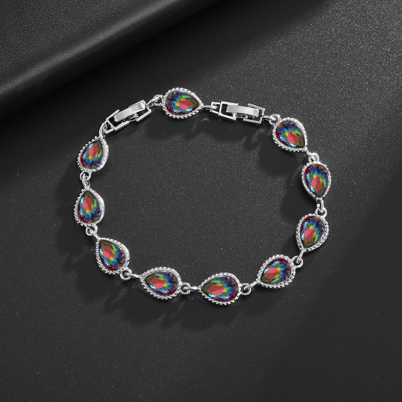 Sophisticated Rainbow Gem Beaded Bangle for Her