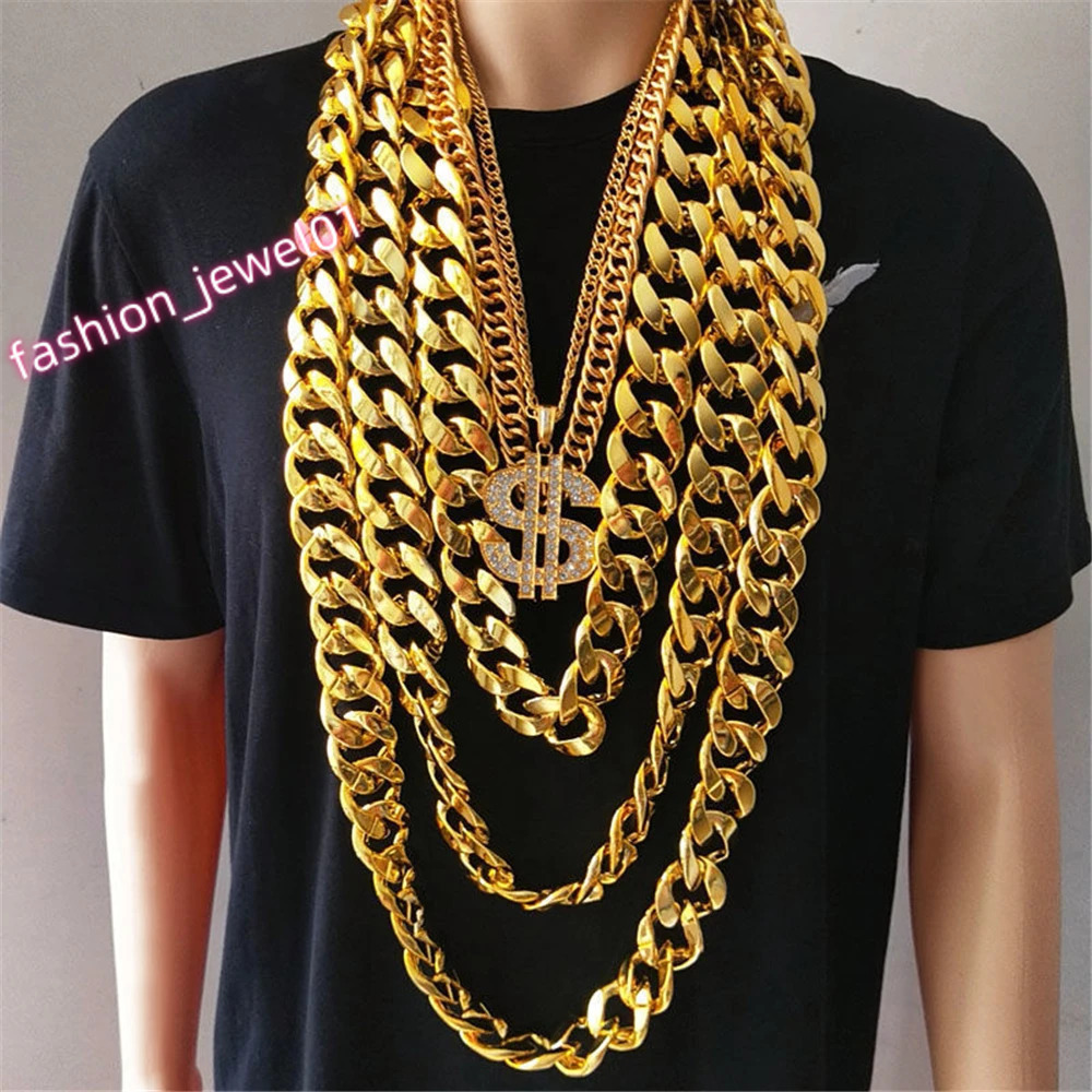 Hip Hop Gold Color Big Acrylic Chunky Chain Necklace For Men Punk Oversized Large Plastic Link Chain Mens Jewelry