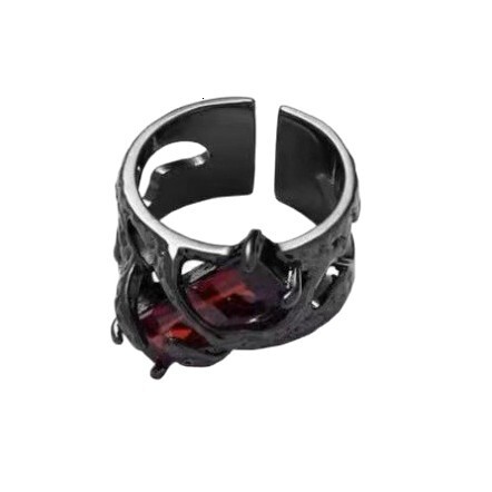 Designer Ring Fashion Ring European And American Style Dark Series Pomegranate Red Ring Couple Style Stackable Index Finger Ring Vintage Black Thorn O