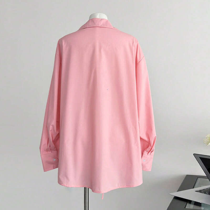 Cross-Border Amazon Foreign Trade European and American Style Elegant Long Sleeve Shirt 2025 Autumn New Solid Color Lace-Up Blouse Cardigan for Women