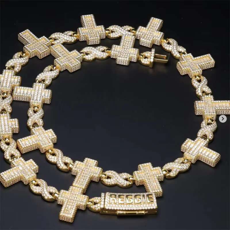 Factory Diamond 925 Silver 10k 14k Gold Plated Cuban Link Chain Hip Hop Moissanite Cuban Necklace