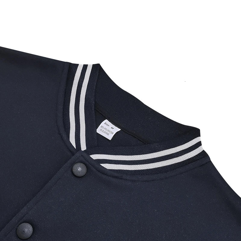 Mens baseball jacket with stand up button flight monochrome loose casual American sport autumnwinter 250401