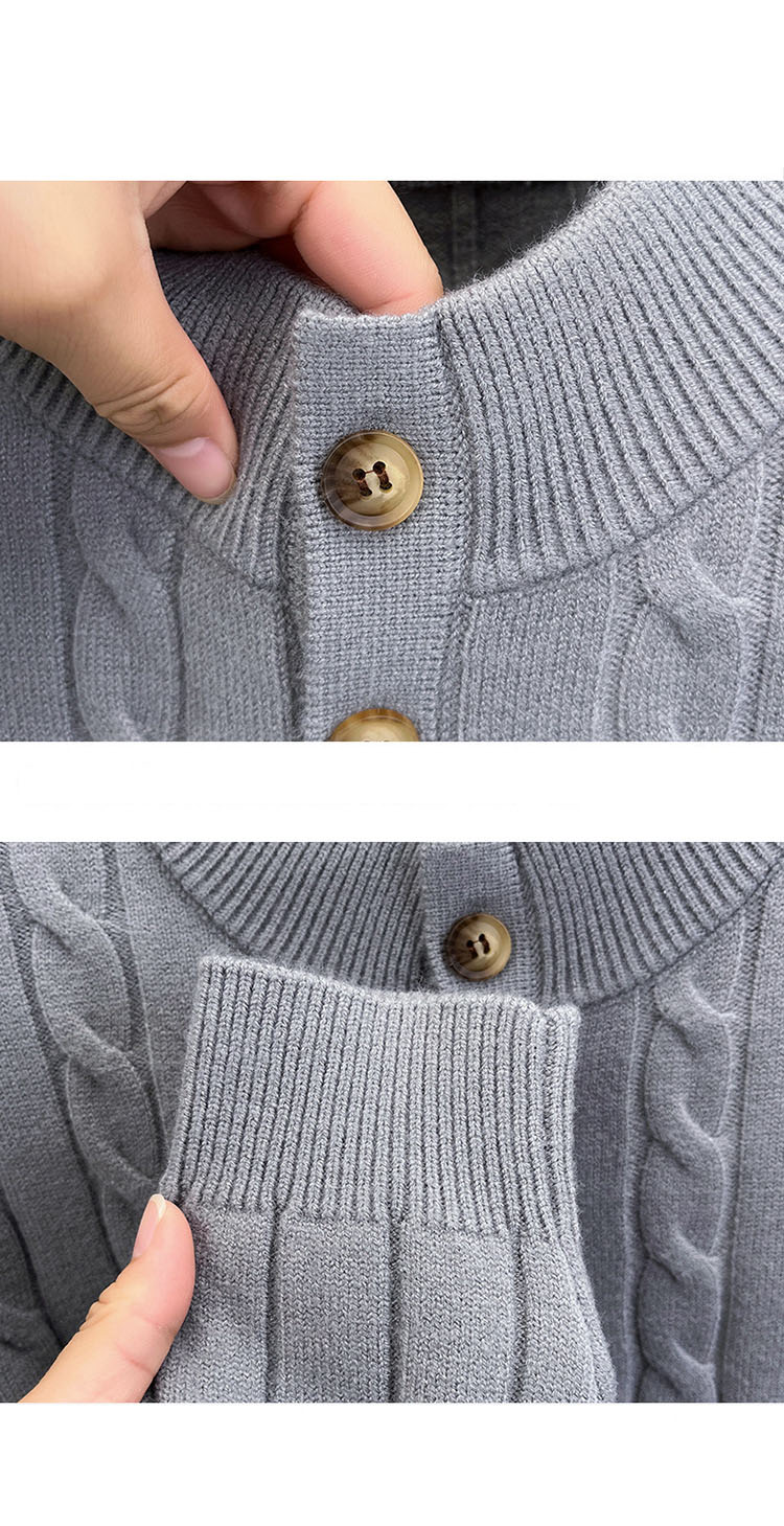 Men's half-turtleneck twist knitted sweater autumn and winter warmth zipper /button multi-style multi-color optional casual all-match thick knit 