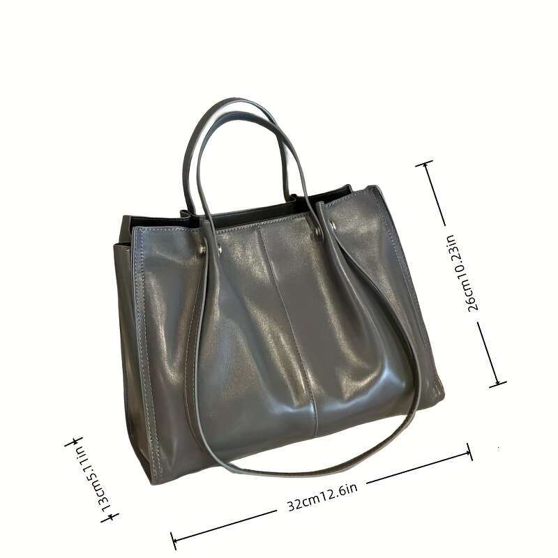 Women's Large Capacity Genuine Leather Tote Bag With Elegant Multi-Compartment Handheld Shoulder Bag, Golden-Tone Hardware & Zipper Closure, Adju