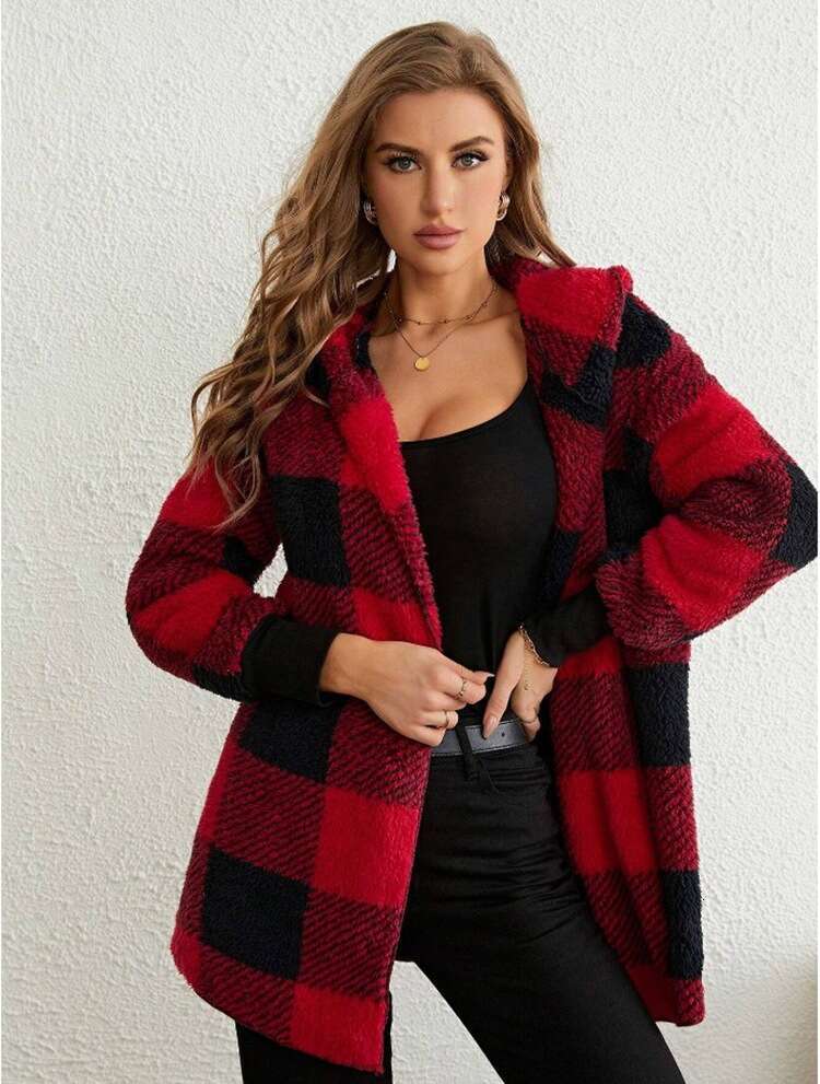 2025 Amazon Cross-Border New European and American Loose Plaid Color Block Knitted Cardigan Fashion Foreign Trade Sweater for Women