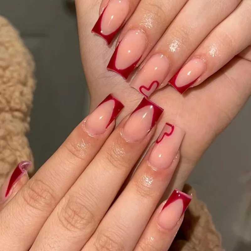 24 fake nails fashionable wearable nails ladies pressed nails including nail glue and nail files W250410