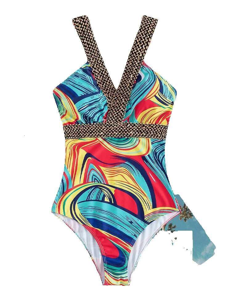 Vigoashely 2025 sexy printed strapless women's push up one-piece Monokini red back hollow summer swimsuit