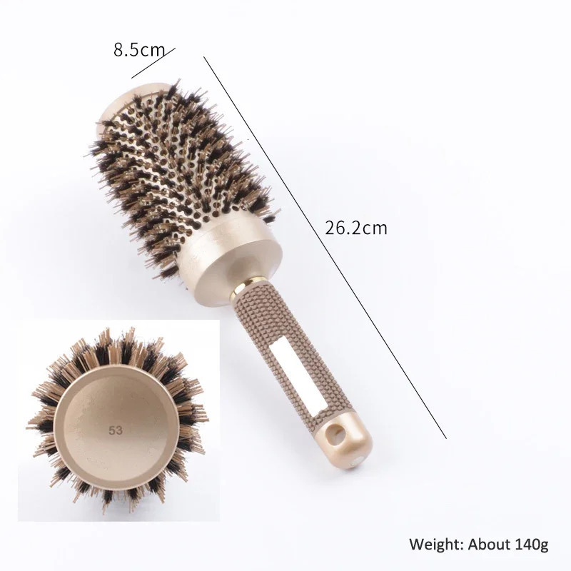 1PC Ceramic Round Hair Brush Women Boar Bristles Hair Comb for Blow Dry Hairdressing StylingTools For Drying Curly Hair Straight 251107