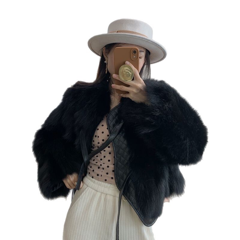 Women's Fashionable and Elegant Short Faux Fur Ligament Coat