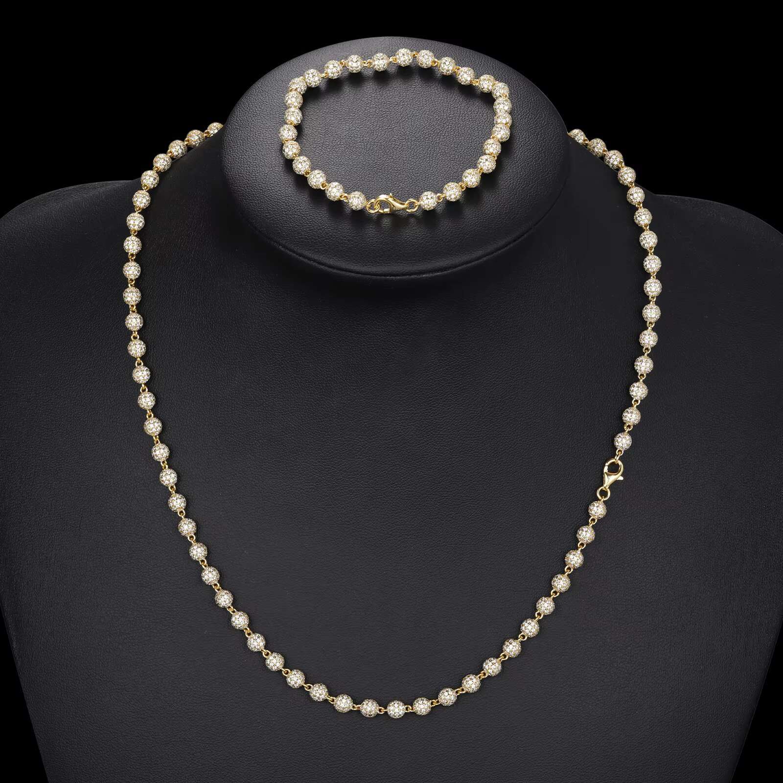 New Hip Hop Jewelry Rappers 5mm 7mm 10mm 925 Sterling Silver VVS Moissanite Diamond Iced Out Bead Link Chain Necklace for Men