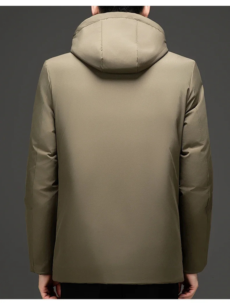 Mens Down Jacket Autumn Winter Solid Color Windproof Warm Thickened Casual Business Hooded Coat Men Simple padded Clothing 251105