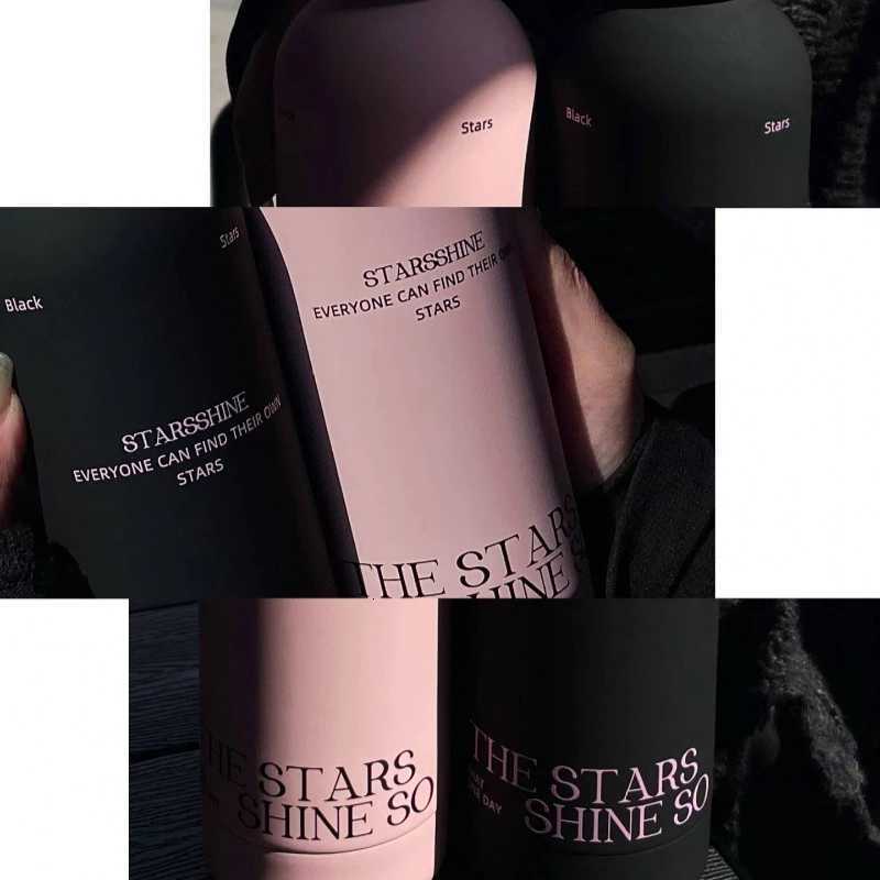 Fashionable cup Black Stainless Steel Insated Water Cup Large Capacity Portable Sports Outdoor Cup Couple Cup Winter Gift Y251110