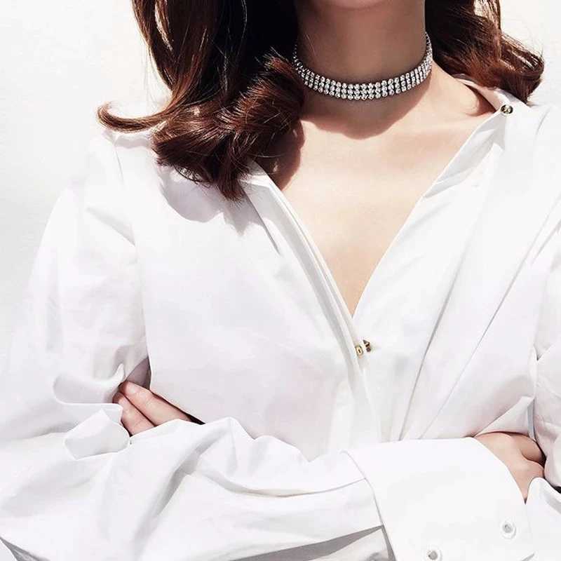 NEW Crystal Rhinestone Choker Necklace Women Wedding Accessories Silver Color Chain Punk Gothic Chokers Jewelry Collier Femme Z250410