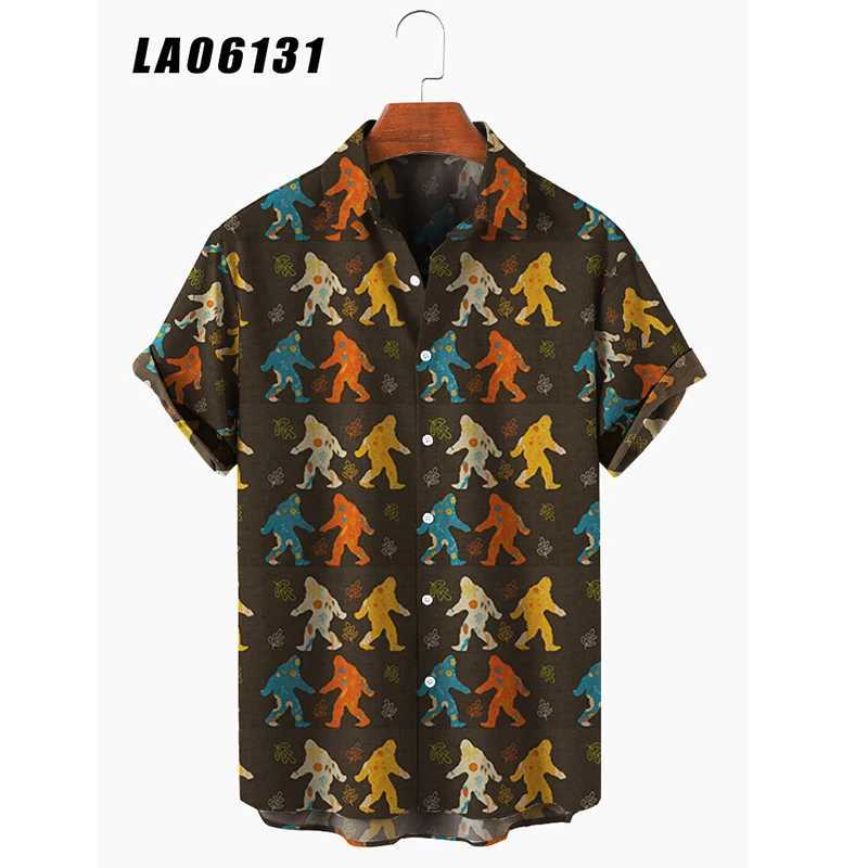2024 Creative Panda Printed Short sleeved Mens Shirt Summer Hawaii Beach Retro Spring Stay X250410