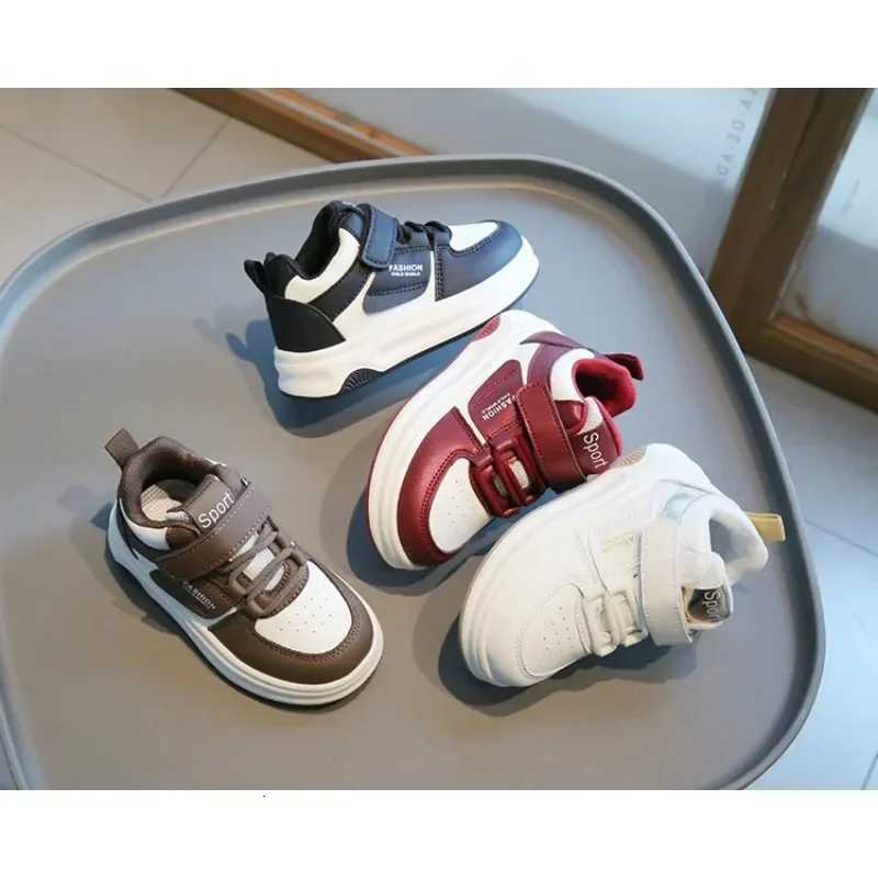 Children Spring Autumn Velcro White Shoes Color Blocking Non Slip High Top Boys New Soft Soled Sneakers Girls Casual Board ShoesT251110