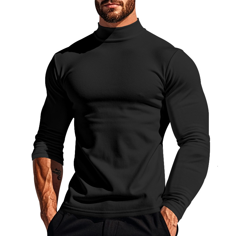 2024 Autumn New Velvet Warm Solid Color Long Sleeve T-shirt Fashionable and Versatile Casual Round Neck T-shirt