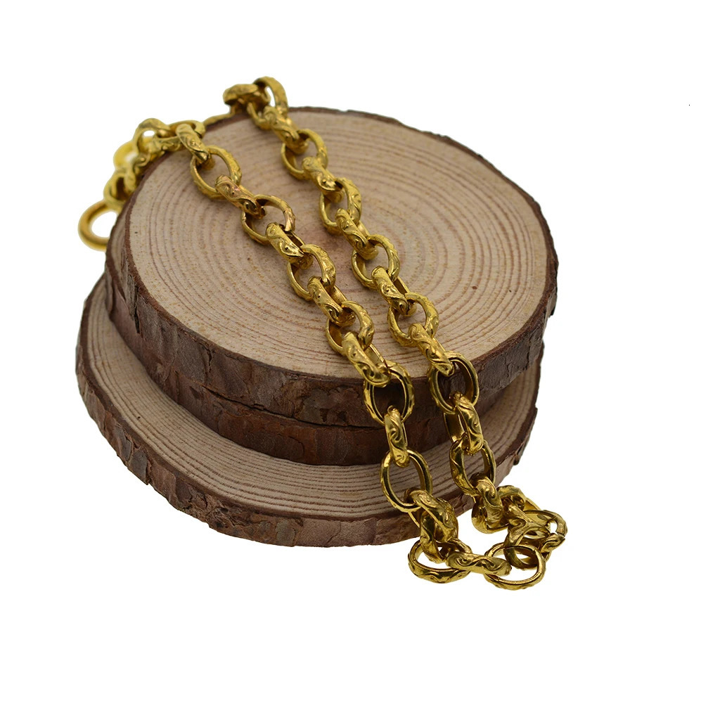 Viking Punk Cyclist Thin Solid Brass 9mm Thick Itlay Cuban Link Pattern Necklace Wallet Jeans Tether Pocket Watch Chain DIY 250410