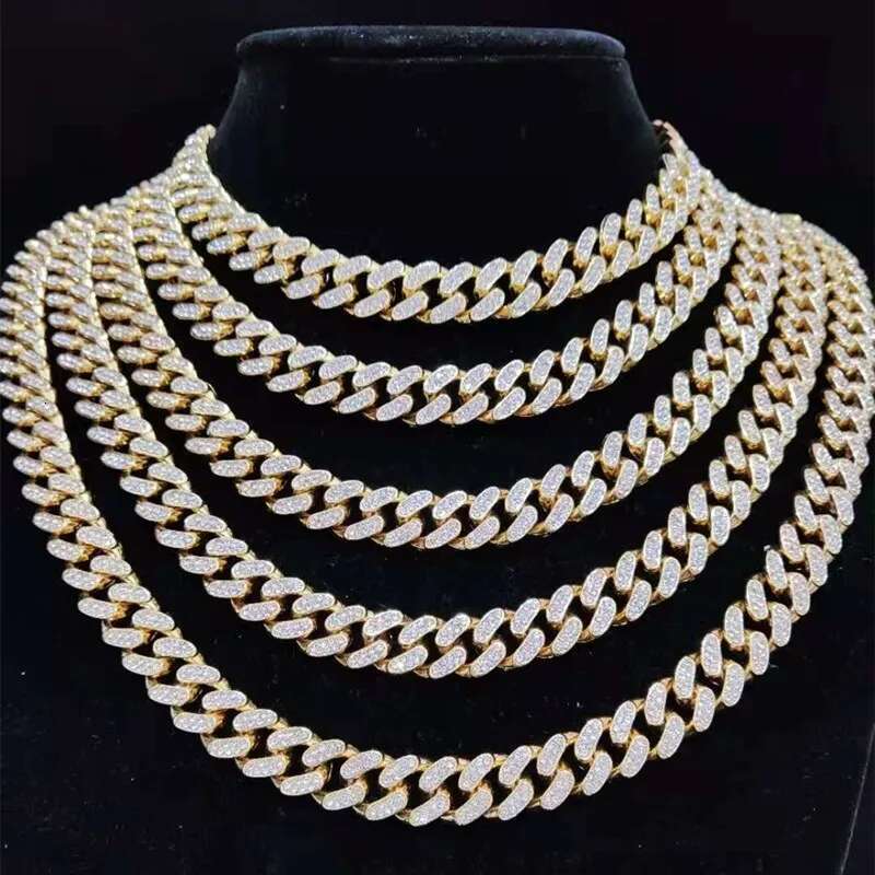 Men Women Hip hop Iced Out Bling chain Necklace 13mm Miami Cuban Chains HipHop Necklaces Fashion Charm Jewelry