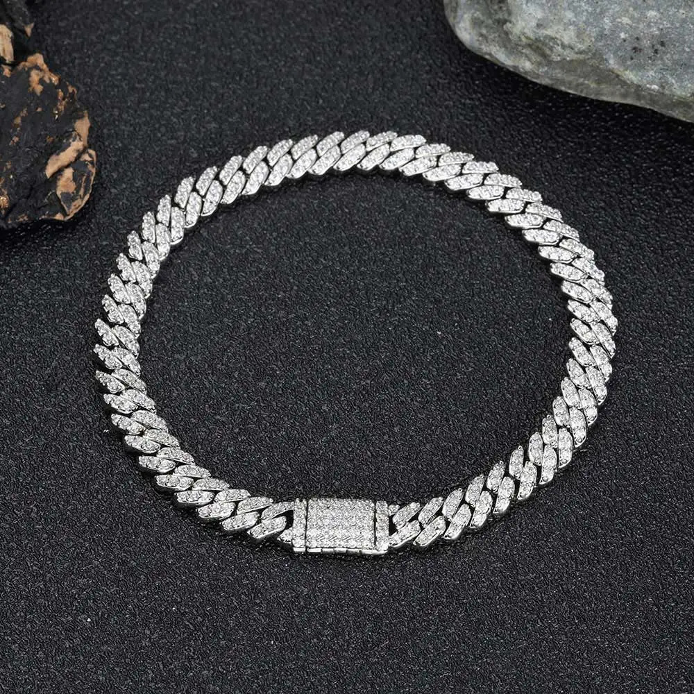 6mm Bling Iced Out CZ Zircon Bracelet Hip Hop Personality Miami Cuban Link Charm Bracelet for Men Women 250409