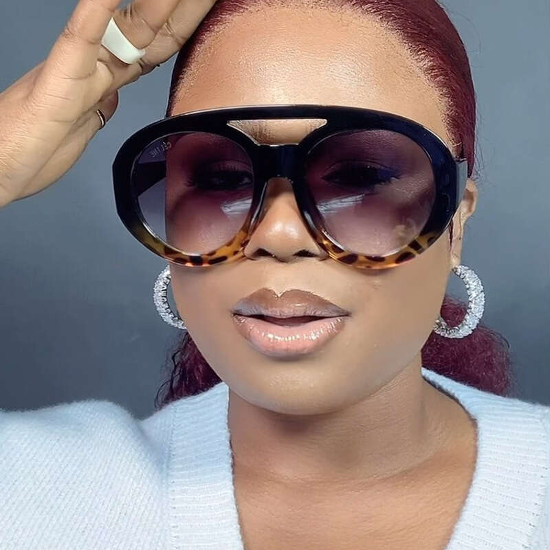 Oversized Frog-Shaped Double Bridge Sunglasses Fashion Color-Block Cross-Border Ins Internet Celebrity Sun glasses for Women