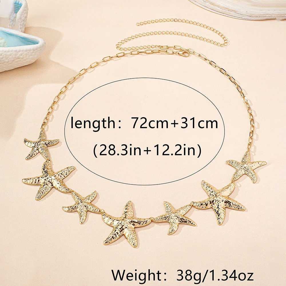 Fashionable and sexy beach gold metal starfish waist chain Wens ocean vacation style belly chain body jewelry X250410