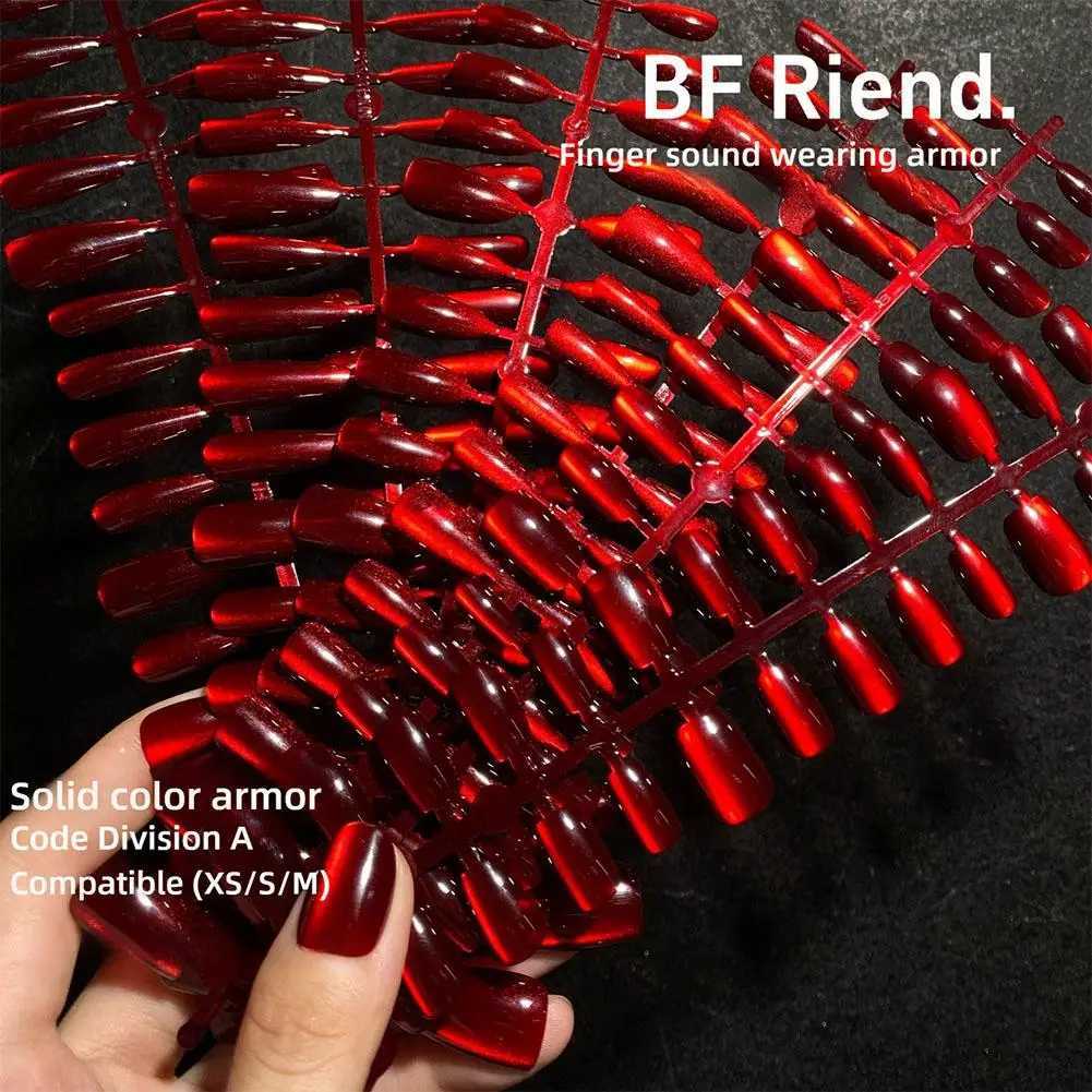 30 smooth red cat eye pressure on nails fully covered nude wearable almond shaped fake nails removable suitable for girls fake nails W250410