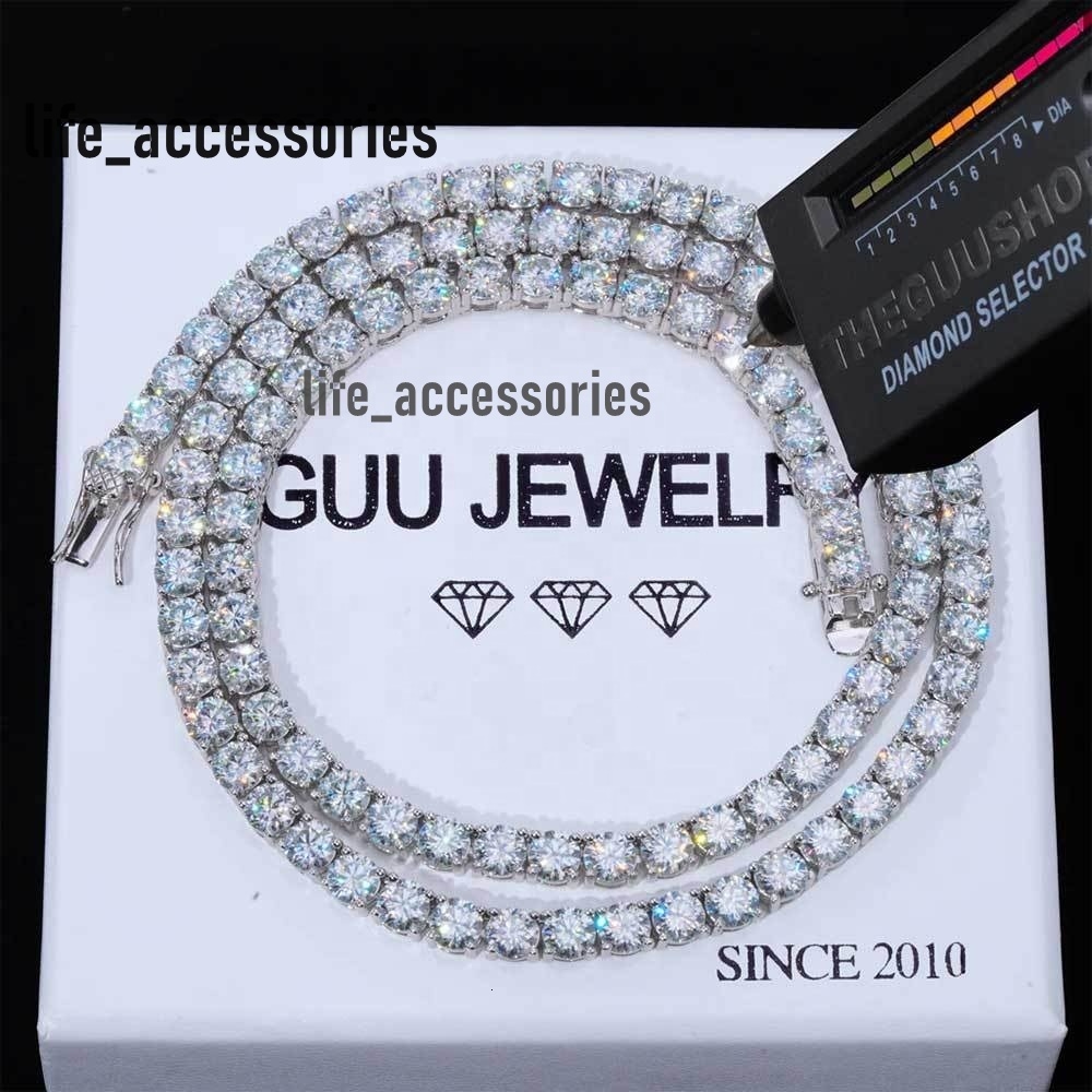 Cheapest Price Hip Hop 925 Sterling Silver 3mm 4mm 5mm 6mm VVS Moissanites Diamond Necklace Moissanite Tennis Chain for Women