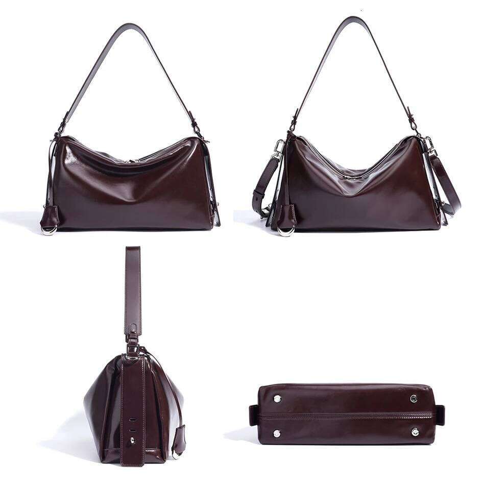 New Korean Style Genuine Leather Versatile Lazy Shoulder Crossbody Pillow Purse For Women Fashion Spacious Hobo Bag St251110