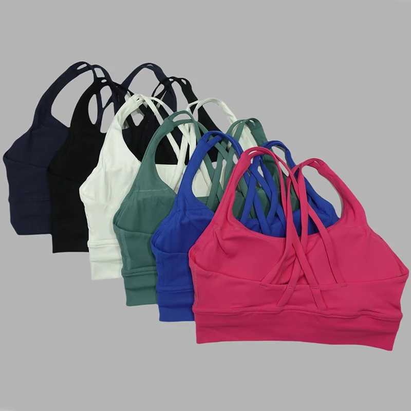 Soft cross back womens sports yoga bra tight and gathered high-strength shock-absorbing fitness running sports braXJ250410