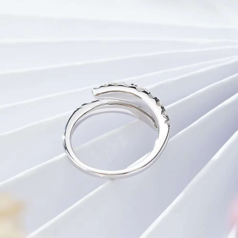 Spiral DNA Silver Promise Girls Luxury Design Mood Rings Sterling Silver Moissanite Wedding Ring