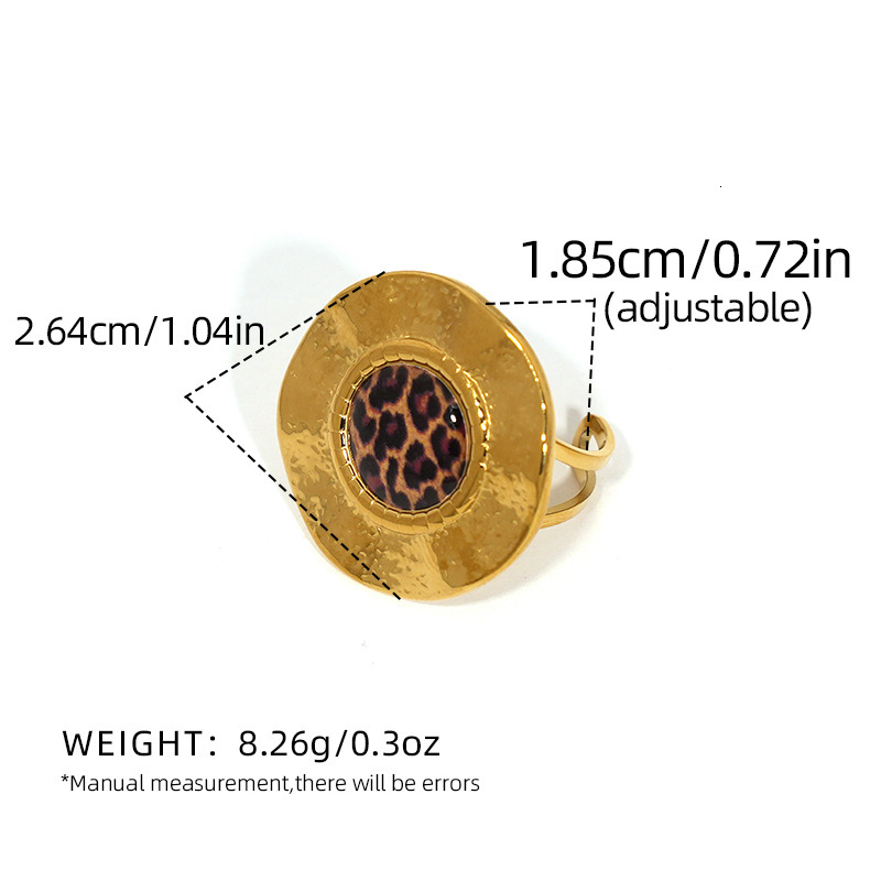 Cross-Border Hot-Selling Jewelry Stainless fashion ring Steel 18K Leopard Print Ring Designer Ring for Women Niche High-End Light Luxury Open Ring Who