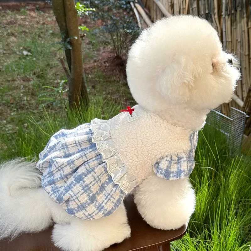 Lambswool Dog Clothes Thickened Teddy Pumpkin Skirt Pet Warmth Pullover Female Dog Winter Dress Dog Products J251110