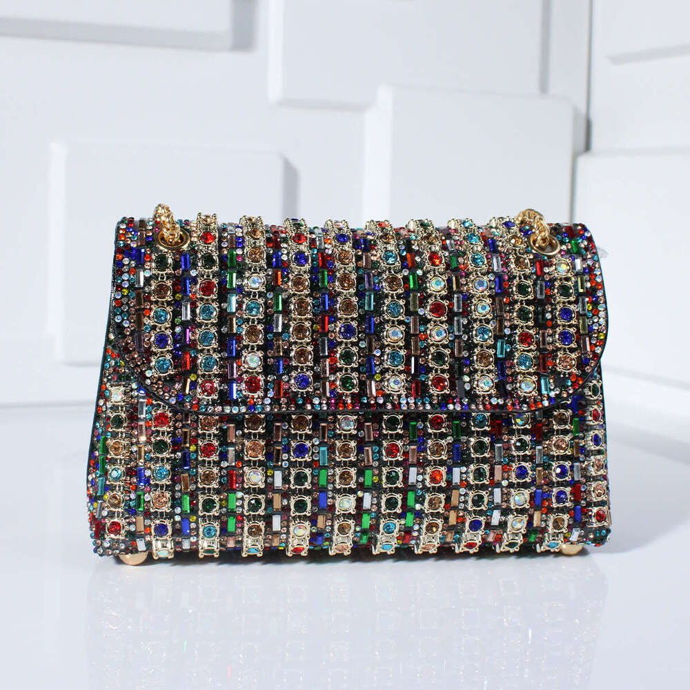 New European American socialite fashion crossbody dinner bag with dia inlaid exquisite and high-end square women's handbag, 2025 temperament vers